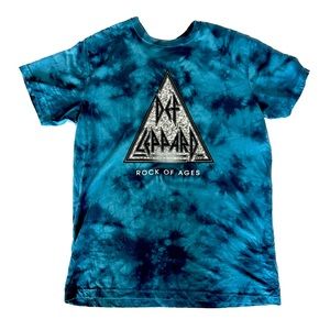 DEF LEPPARD Blue Tie Dye Stretch Medium Mens Tee Shirt